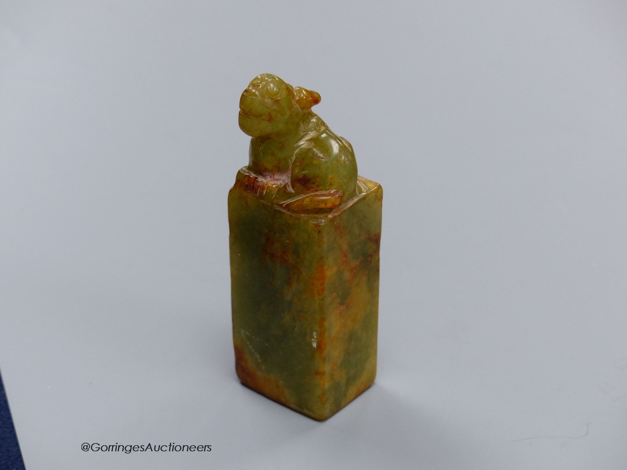 A Chinese carved soapstone chop seal